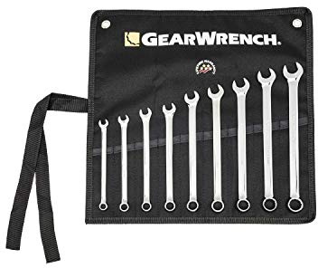 GearWrench Long Pattern Combination Metric Wrench Set with Tool Roll 9 Pc., 12 Point - 81932