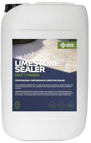 StoneCare4U - Limestone Sealer Matt Finish - 25L - Dry Finish, Invisible, Exterior Natural Stone Sealant for Limestone, Sandstone, Slate & More. Outdoor Clear Sealant for Patio, Drive & Paths