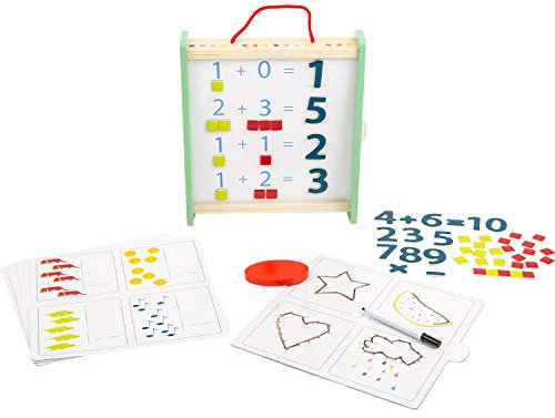 small foot 11461 Lernbox Educate aus Holz, zum Lernen von Zahlen und Zählen, mit Aufbewahrungsbox, ab 3 Jahren