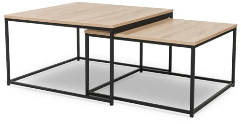 IDMarket - Satz von 2 Couchtischen Detroit 60/70 Industriedesign