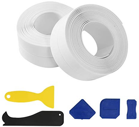 LAITER 2 PCS Sigillante Autoadesivo Impermeabile PVC per Bagno Cucina Pareti Lavello Doccia Finestra Nastro sigillante Impermeabile Antimuffa Buona Tenuta Con Raschietto