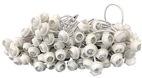 DEGAMO Spanngummi für Zeltplanen mit Kugel, Expanderschlinge, 100 Stück, weiß