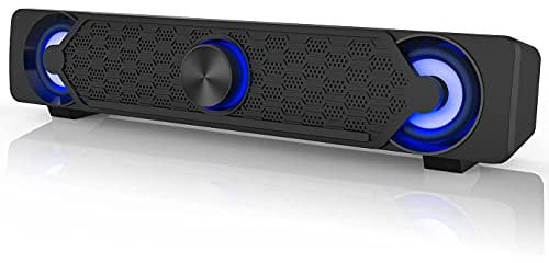 Smalody Soundbar, USB-Soundbar, Gaming-Lautsprecher mit coolen LED-Lichtern, Multimedia-Lautsprecher, perfekt für PC-Spiele, Computer, Desktop, Laptop