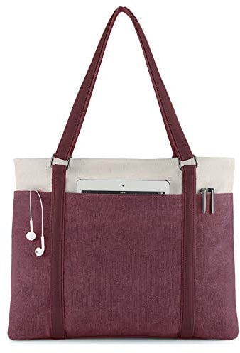 VOGUZY Damen-Laptop-Tragetasche aus Segeltuch, Rot (rot), Einheitsgröße