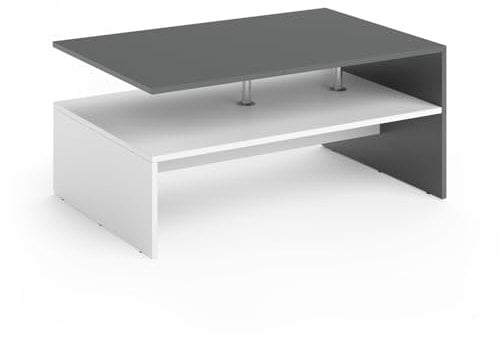 Vicco Couchtisch Amato, Couchtisch mit der Ablage, Anthrazit/Weiß, 90 x 60 cm