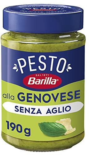Barilla Pesto alla Genovese ohne Knoblauch 1x190g | Glutenfreie Italienische Pasta-Sauce mit 100% italienischem Basilikum und Parmigiano Reggiano, ohne Knoblauch, Nudel-Soße, grünes Pesto Verde