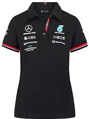 MERCEDES AMG PETRONAS Formula One Team - Offizielle Formel 1 Merchandise Kollektion - 2022 Team Polo - Schwarz - Damen - L