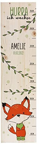 Striefchen® Messlatte für Kinder mit tollen Fantasie-Motiven, Holz, personalisiert Roter Fuchs