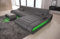 Ledersofa Concept L Form Sofa in Leder - mit LED Beleuchtung, ergonomische Rückenlehnen, Recamiere/Lederfarben wählbar/Ausrichtung Ottomane wählbar (Ottomane rechts, Grau)