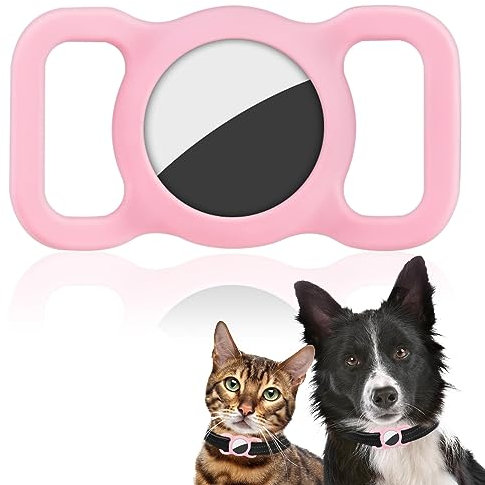 Ainiv Silikon Schutz Hülle, Silikon Schutzhülle für AirTag, Kompatibel mit Apple Airtag Finder Hundehalsband, Pet Loop Holder für AirTags, Tracking Finder Hunde und Katze Haustierzubehör (Rosa)