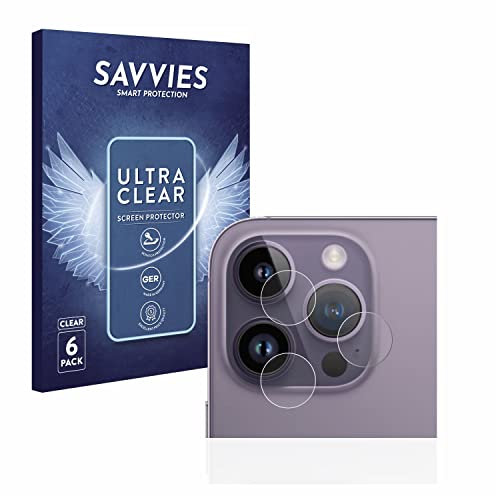 Savvies 6 Stück Schutzfolie für Apple iPhone 14 Pro Max (NUR Kameraschutz) Displayschutz-Folie Ultra-Transparent