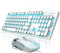 Retro Typewriter Keyboard and Mouse Combo, Cute White Keyboard with Linear Red Switches, Full Size Wired Mechanical Gaming Keyboard, Cool Light Up Keyboard and Mouse for Gaming,Work,Mac,PC,Windows