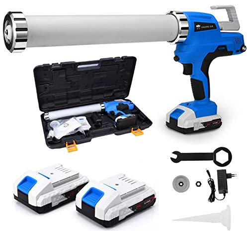 Akku-Kartuschenpistole, 6500N, inkl.2x 21V 2Ah Akku & Ladegerät, Kartuschenpresse für 310 ml, Profi Elektrische Silikonspritze für, 6-stufig einstellbar, Ideal zum Aufbringen von Silikon Montagekleber