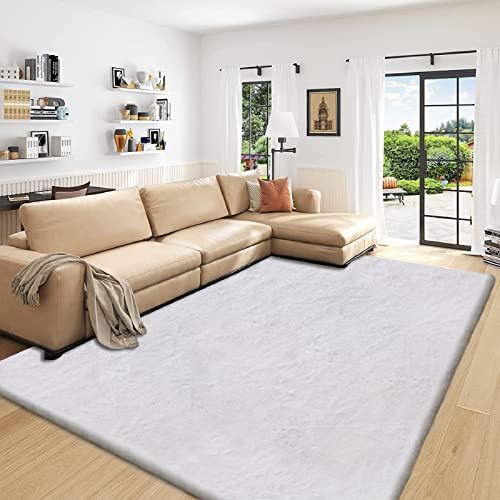 ORINOVA Kunstfell Teppich Wohnzimmer Grau Schlafzimmer 180x270 cm Fellteppich Teppich Flauschig Waschbar Kinderzimmer Deko Groß Weich Gegend Rechteckig