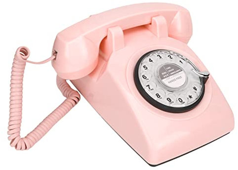 Telefoni da Telefono Fisso Vecchio Stile retrò, Telefono Fisso Rosa, per Telefono Rotante con Suoneria Meccanica, Telefono a Filo Vintage con Altoparlante per la Casa,