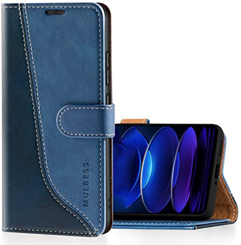 Mulbess für Xiaomi Redmi Note 12 Pro 5G Hülle, Handyülle Leder mit Kartenfach, Klapphülle mit Magnetverschluss, Flip Case Etui Handytasche Schutzhülle, Stilvoll Diamant Blau