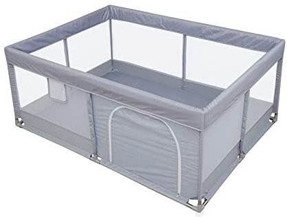 OUUTMEE Babyzaun, super geräumiger Laufstall, Laufstall mit rutschfester Basis, Größe: 120cmx160cm, grau