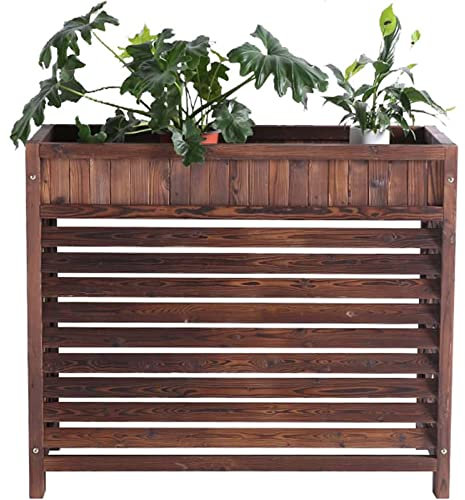 Gruytoie Air Conditioner Cover,Wooden air conditioner cover Large Air Conditioner Cover for Outside Units, Solid Wood Air Conditioner Cover, Flower Stand Solid Wood Air Conditioning Rack