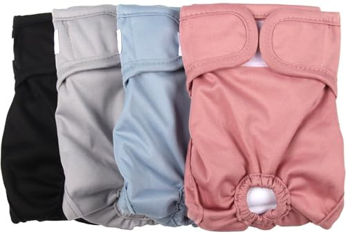 JoyDaog Windeln für Hündinnen für kleine Hunde, wiederverwendbar, waschbar, Premium-Welpenwindeln für Hitze, Inkontinenz, Periodenhunde, Größe XS, 4 Stück