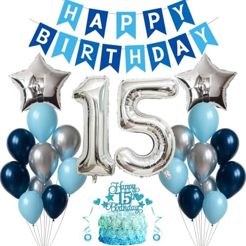 15 Geburtstag Deko Junge Mädchen Luftballon 15.geburtstag Deko Blau Silber Geburtstagsdeko 15 Jahre Mann 15 Luftballon Gold 15 Jahre Geburtstagdeko Mann Deko 15 Geburtstag Mädchen Junge Luftballons