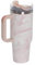 30oz Tumbler with Handle and Straw, Insulated Tumblers with Lid and Straw, 30 oz Stainless Steel Travel Tumblers - Rose Quartz Swirl