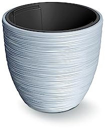 Macetero color gris, con depósito, colección FURU, de 29,8 x 29,8 x 28 cm, capacidad de 15 L.