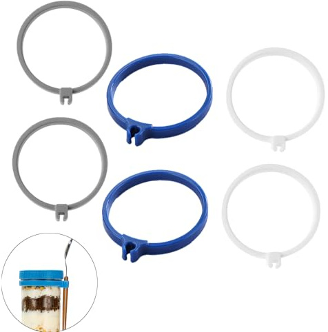UtySty 6 Pack Mason Jar Spoon Holder Rest Attachment Rubber Ring Spoons Hanging Stand Case for Ball Kerr Tightvac Airtight Jars with Lid Wide Mouth Overnight Oats Container (16/24/32oz) Yogurt Cups