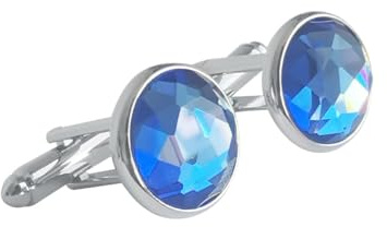 Beydodo Manschettenknöpfe Herren Personalisiert, Manschettenknopf Silber Rund mit Kristall Cufflink Shirts for Men mit Manschettenknopf Schachtel