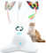 Vealind Jouet interactif pour Chat avec Papillon - Jouet électrique pour Chat - Intelligence - Tumbler - Fonctionne avec 2 Papillons - Blanc crème