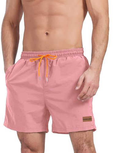 Ougelebo Badehose Herren Badeshorts Herren Kurz Männer Schnelltrocknend Kurze Schwimmhose Strandhose Swim Bade Shorts Man pink L