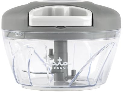 JATA HOGAR HMAQ4557 - Picadora Manual con Cuerda para todo tipo de Alimentos. 3 alturas de corte. Cuchilla de acero inox. 400 ml de capacidad. Libre de BPA