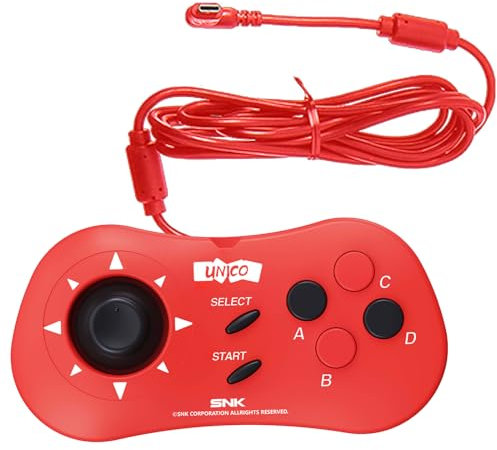 UNICO Mini Controller, Wired Game Pad compatibile MVS Mini/NEOGEO Mini/NEO-GEO Arcade Stick Pro per due giocatori che possono giocare simultaneamente - Rosso