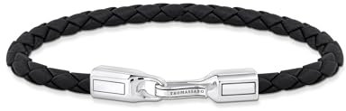 THOMAS SABO Lederarmband in Schwarz Silber 925 Sterlingsilber, Geschwärzt, Leder