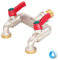 iBamso Grifo de Agua Doble de Latón, Divisor de Entrada 2 en 1 de 1/2 Pulgadas, Dos Salidas de 3/4 Pulgadas, Válvula de Bola, Conector de 2 Vías