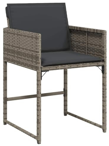 vidaXL Gartenstühle 4 STK., Gartenstuhl mit Kissen, Gartensessel Stuhl für Garten Balkon Terrasse, Sessel Stuhlset Gartenmöbel, Hellgrau Poly Rattan