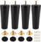 GBACHOOSE 4 Stück Möbelbeine Holz, 15cm Möbelfüße, Sofa Füße, Schwarz Mit M8 Bolzen, Montageplatte, Gummimatte für Couchtisch, Schrank