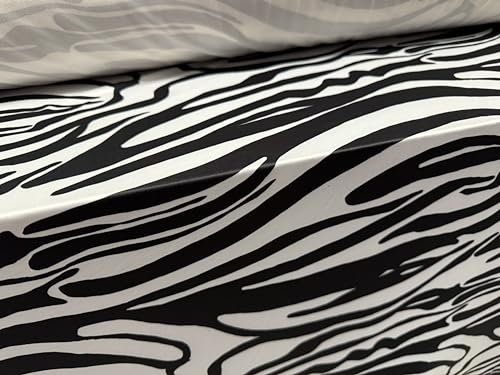 Soft Touch Stretch Spandex Single Jersey Stoff, Meterware, Zebra-Tierdruck, Schwarz & Weiß
