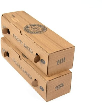 KURTT - 100 Stück Pizzakartons, Modell Rollo (7×8×28 cm), kraft, Wellpappe braun Pizzabehältnisse Boxen für Pizza Rollo Box Dürümbox Pitabox Lamacun Rollobox