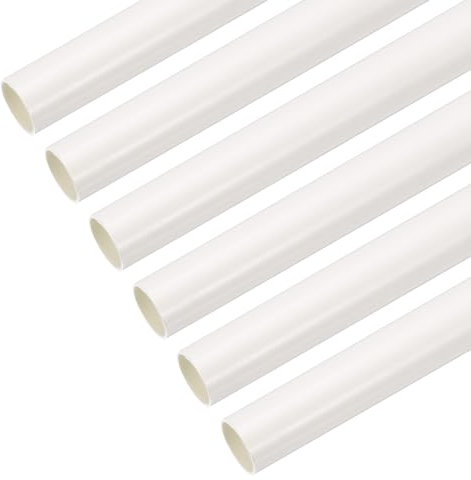sourcing map Tubo de conducto de PVC de 1,3 m de longitud, 20 mm de diámetro exterior, tubo recto blanco para instalación de cableado eléctrico, paquete de 6