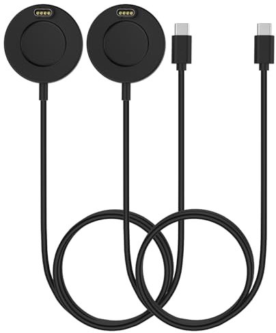 MoKo 2Pack Chargeur de Montre Compatible avec Garmin Fenix 7X Pro/7X/7S Pro/7S/7 Pro/7/6S/6X/6/5S/5X Plus/5X/5 Plus/5/Forerunner 965, Socle de Charge Magnétique avec Câble USB-C de 3,3 Pieds/1 M,Noir