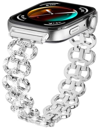 Bdsidy Strap Compatible with Huawei Watch Fit 3 Straps, Metal Stainless Steel Band Replacement Bracelet Bling Wristbands for Huawei Watch Fit 3 Smart Watch Womens & Mens (Silver)