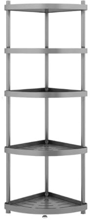 ANIIC Eckregal Standregal Eckregal Mit 5 Etagen, Eckregal Aus Edelstahl, Pflanzenständer, Ausstellungsregal Für Badezimmer, Wohnzimmer, Küche Eckregal Küche(44.5 * 30 * 105.5cm)