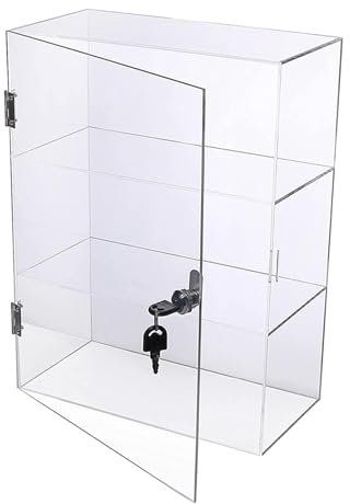 Milageto Acryl-Vitrine mit Schloss, Vitrine, staubdicht, durchsichtige Vitrine, durchsichtige Schaubox für Kunstwerke, Einzelhandelsgeschäfte, Uhren