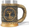 AtSKnSK Wikinger Bierkrug Edelstahl Becher Bierkrug mit einem Henkel Nordischer Mythologie Thors Hammer Lebensbaum Kaffee Bierkrüge Valhalla Wikinger Geschenke für Männer Damen (Baum des Lebens)