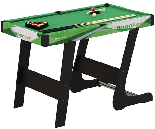 SPORTNOW Folding Pool Table Set, 104cm Mini Snooker Table with 2 Cues, 16 Balls, Chalk, Triangle, Brush, Portable Billiards Table for Youth and Adults, Green