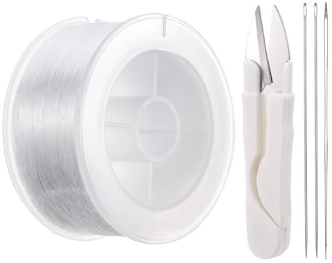 Zocipro Filo Invisibile da Appendere 0.3mm x 500m, Filo Nylon Trasparente con Ago per Infilare e Forbici, per Cucito, Gioielleria, Artigianato, Decorazioni Natalizie da Appendere