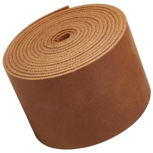 GORGECRAFT 2 m X 5cm Vollnarbiges Rindsleder Echtes Rindslederband Qualität ab Crazy Horse Lederschnur Top Grain Echtlederstreifen Flaches Ledermaterial Zum Basteln Verpacken Und Nähen Kamel
