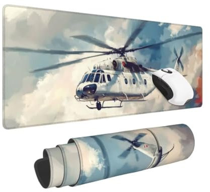 Gaming Mauspad XXL Flugzeug Großes Mousepad 800 * 300mm rutschfeste Schreibtischunterlage Himmel Mouse Pad mit Vernähte Kanten Verbessert Desk Mat Geschwindigkeit und Präzision für Gaming und Büro