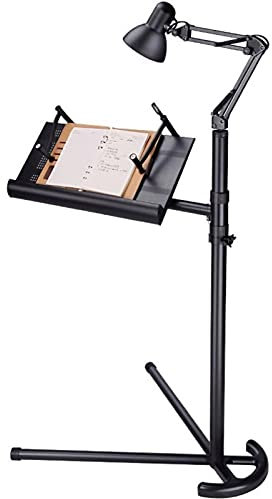 YJKKZQLB Leseregal, bodenstehend zum Lesen, Teleskop-Hebe-, Hänge-Mobil-Bett, Liege- und Spiel-Computer-Notebook-Buchständer, Faltbarer Notenständer (Größe:mit Lampe)