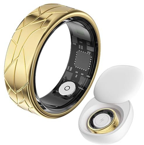 Smart Ring Android IOS Smartringe für Herren Damen Schlaftracker Pulsmesser Schrittzähler Fitness Ring Tracker Smartring Fitnessring Herzfrequenz Sport Fitnesstracker Schwarz Gold Silber